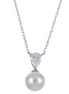 Imperial Pearl 14K White Gold 0.22 CTW Lab Grown Diamond and Freshwater Cultured Pearl Necklace