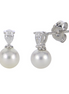 Imperial Pearl 14K White Gold 0.20 CTW Lab Grown Diamond and Freshwater Cultured Pearl Earrings