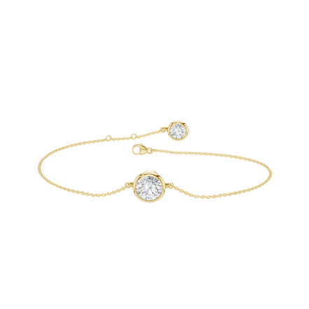 Revelation 14K Yellow Gold 1 CTW Lb Grown Bezel-Set Round Solitaire Bracelet