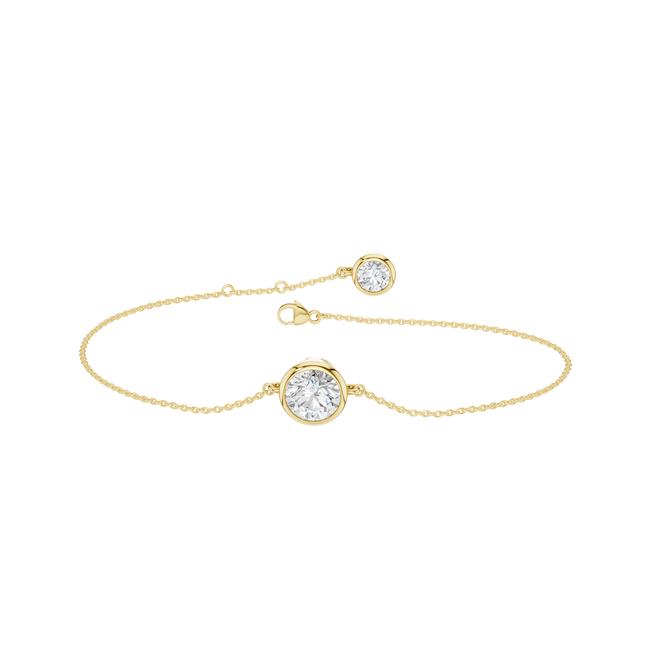 Revelation 14K Yellow Gold 1 CTW Lb Grown Bezel-Set Round Solitaire Bracelet