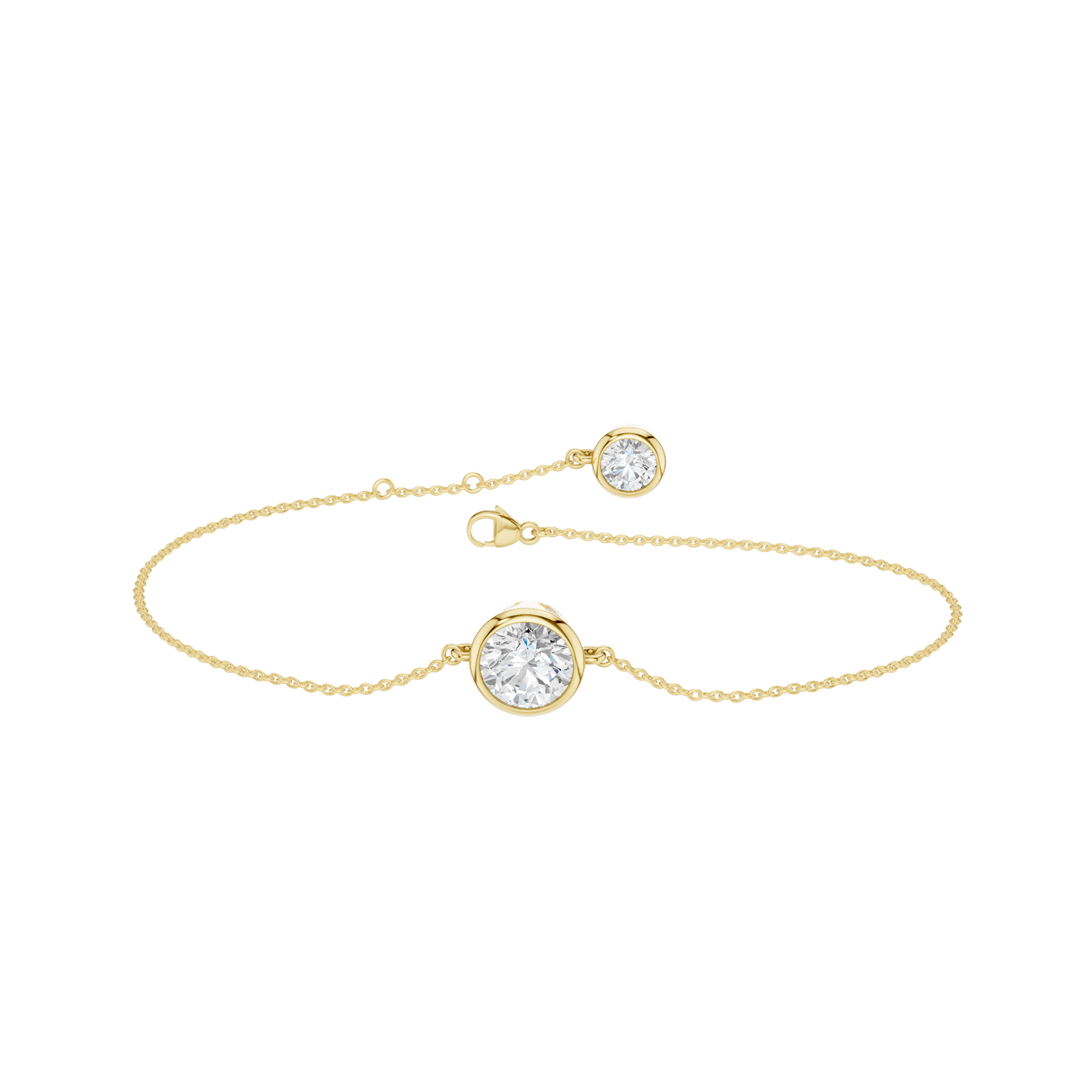 Revelation 14K Yellow Gold 1 CTW Lb Grown Bezel-Set Round Solitaire Bracelet