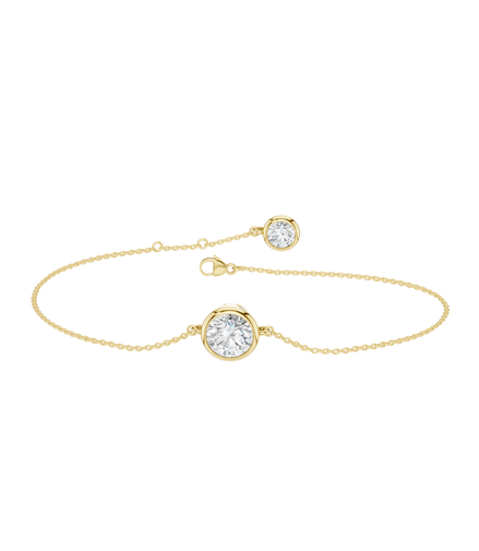 Revelation 14K Yellow Gold 1 CTW Lb Grown Bezel-Set Round Solitaire Bracelet
