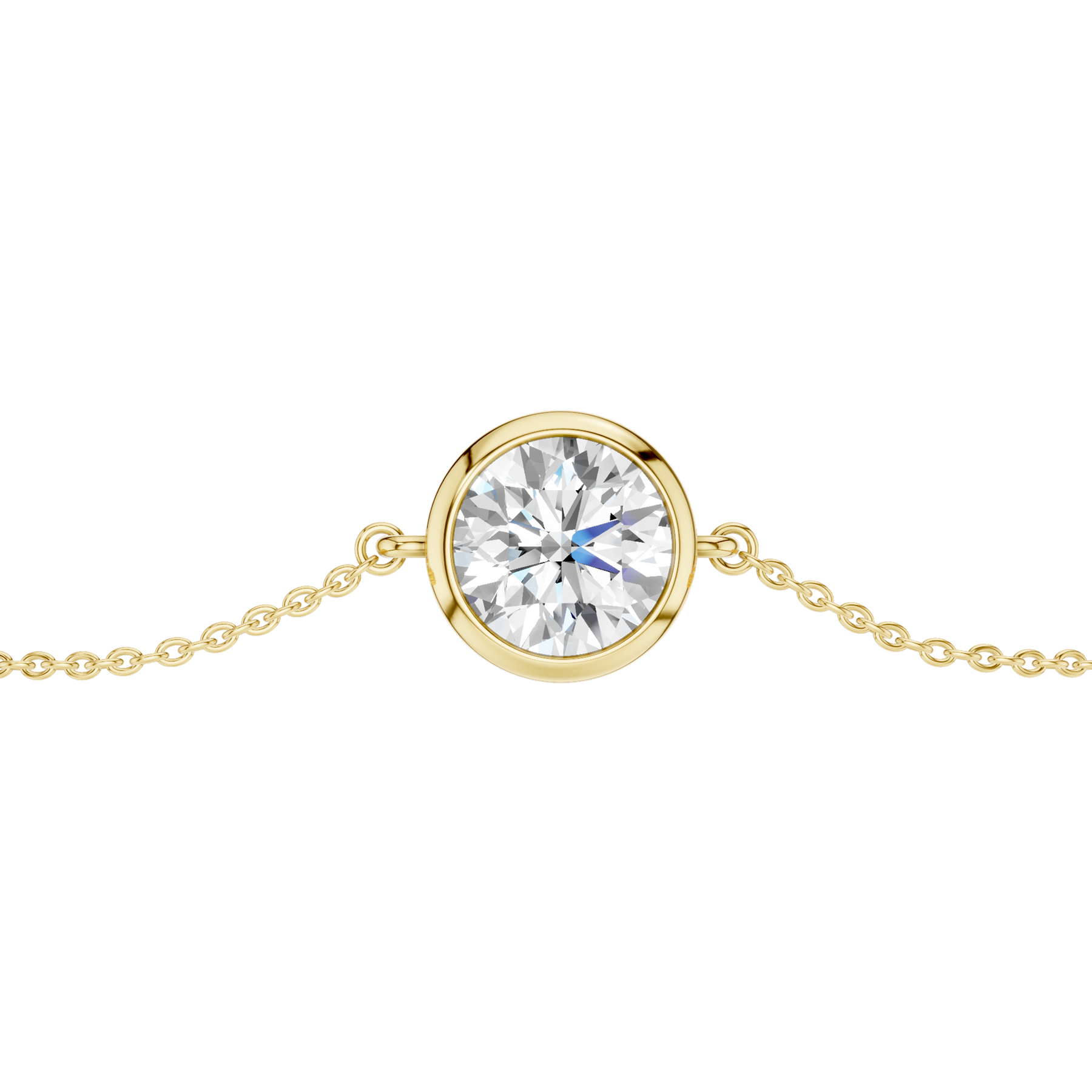 Revelation 14K Yellow Gold 1 CTW Lb Grown Bezel-Set Round Solitaire Bracelet