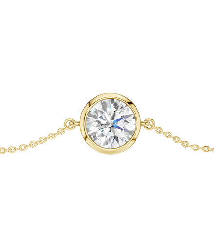 Revelation 14K Yellow Gold 1 CTW Lb Grown Bezel-Set Round Solitaire Bracelet
