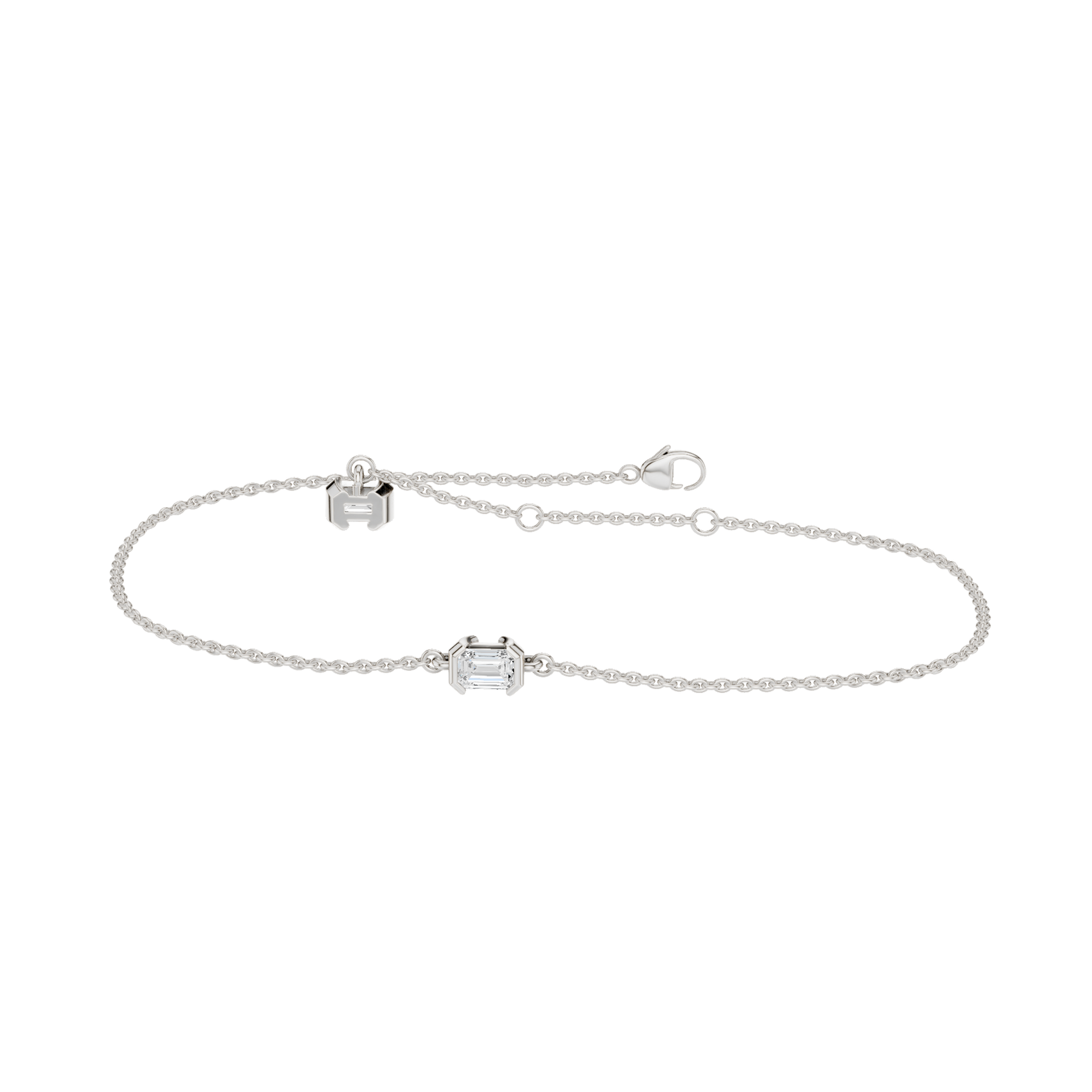 Revelation 14K White Gold 0.75 CTW Lab Grown 4-Prong Emerald Solitaire Bracelet