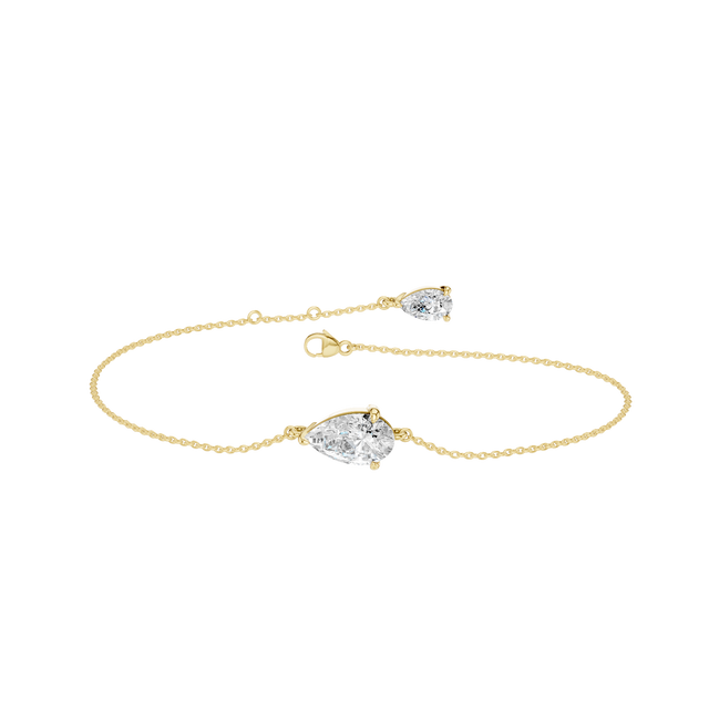 Revelation 14K Yellow Gold 1 CTW Lab Grown Diamond 4-Prong Pear Solitaire Bracelet