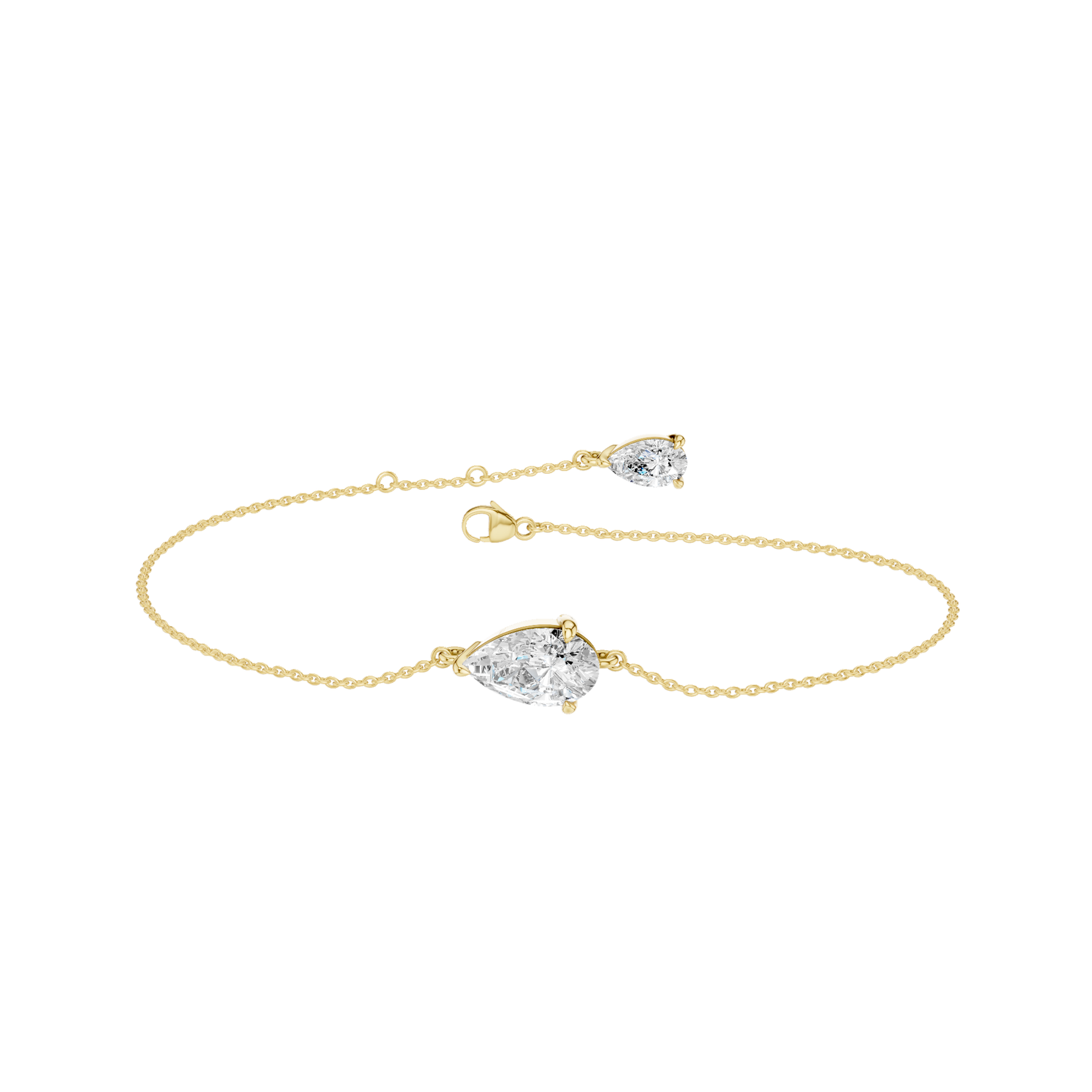 Revelation 14K Yellow Gold 1 CTW Lab Grown Diamond 4-Prong Pear Solitaire Bracelet