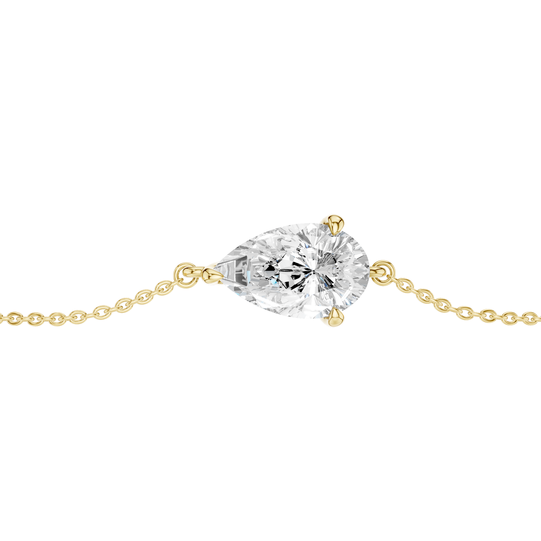Revelation 14K Yellow Gold 1 CTW Lab Grown Diamond 4-Prong Pear Solitaire Bracelet