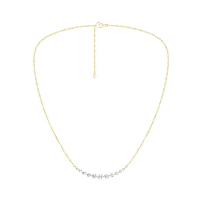 Revelation 14K Yellow Gold 1.5 CTW Lab Grown Diamond Smiley Graduated Necklace