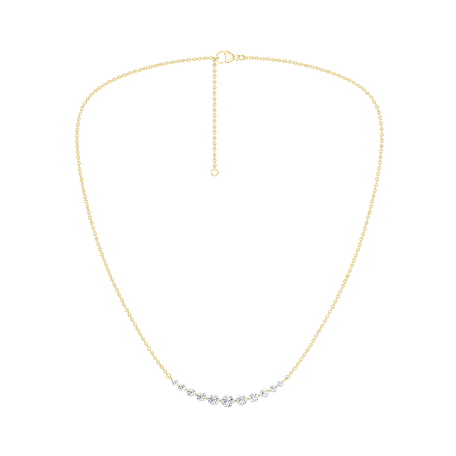 Revelation 14K Yellow Gold 1.5 CTW Lab Grown Diamond Smiley Graduated Necklace
