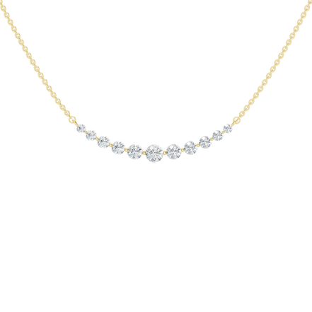 Revelation 14K Yellow Gold 1.5 CTW Lab Grown Diamond Smiley Graduated Necklace
