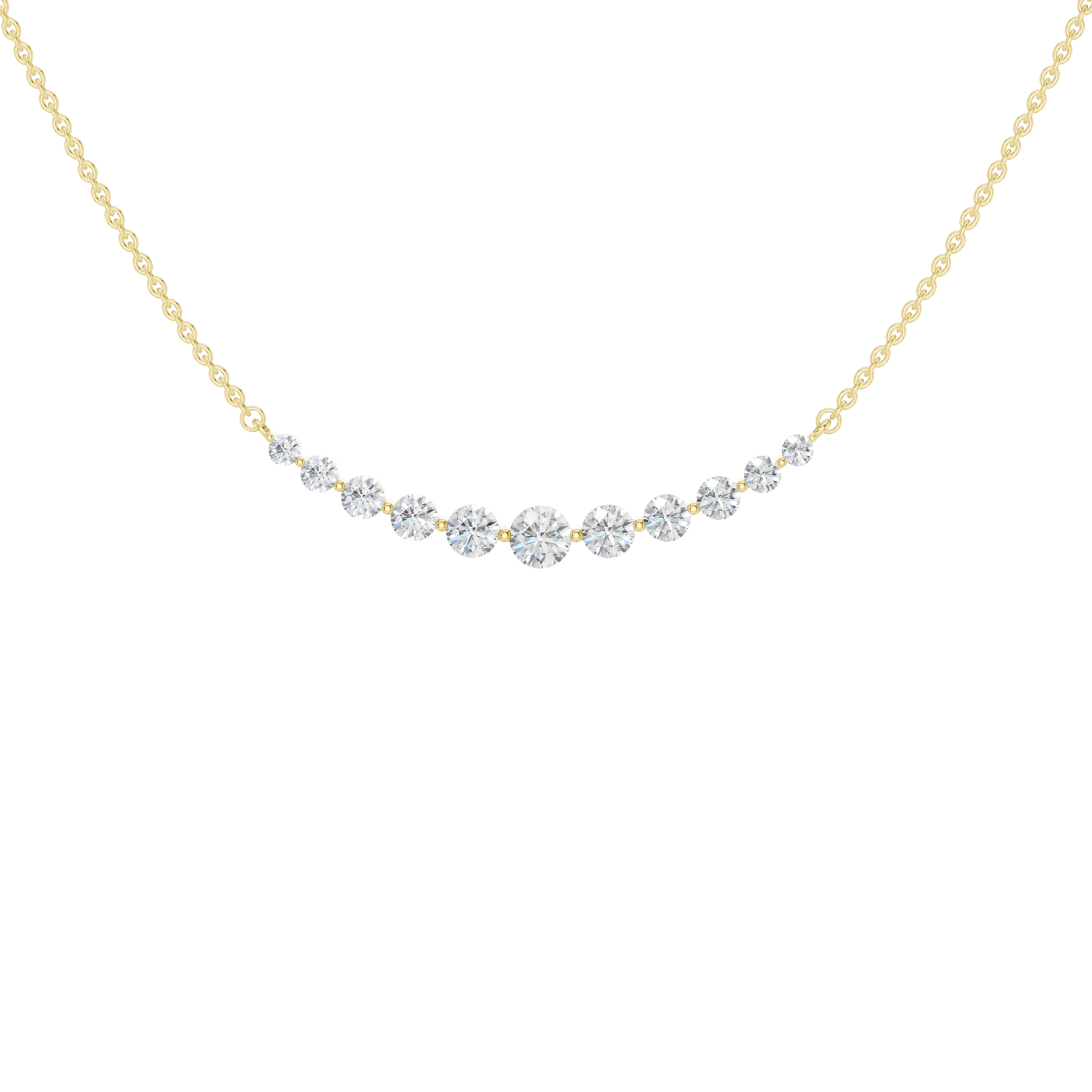 Revelation 14K Yellow Gold 1.5 CTW Lab Grown Diamond Smiley Graduated Necklace