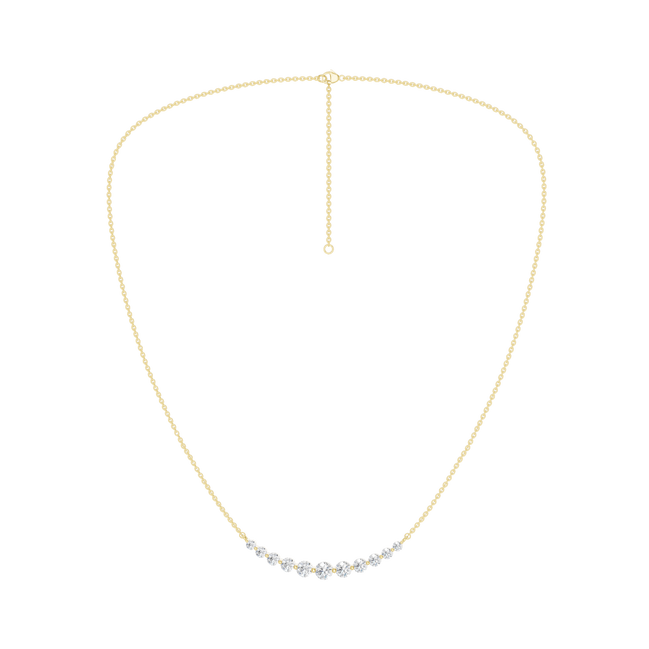 Revelation 14K Yellow Gold 1 CTW Lab Grown Diamond Smiley Graduated Necklace