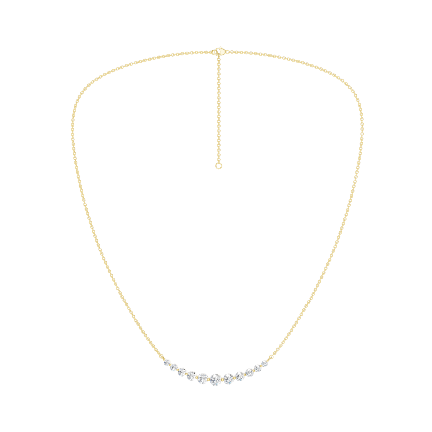 Revelation 14K Yellow Gold 1 CTW Lab Grown Diamond Smiley Graduated Necklace