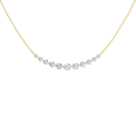 Revelation 14K Yellow Gold 1 CTW Lab Grown Diamond Smiley Graduated Necklace