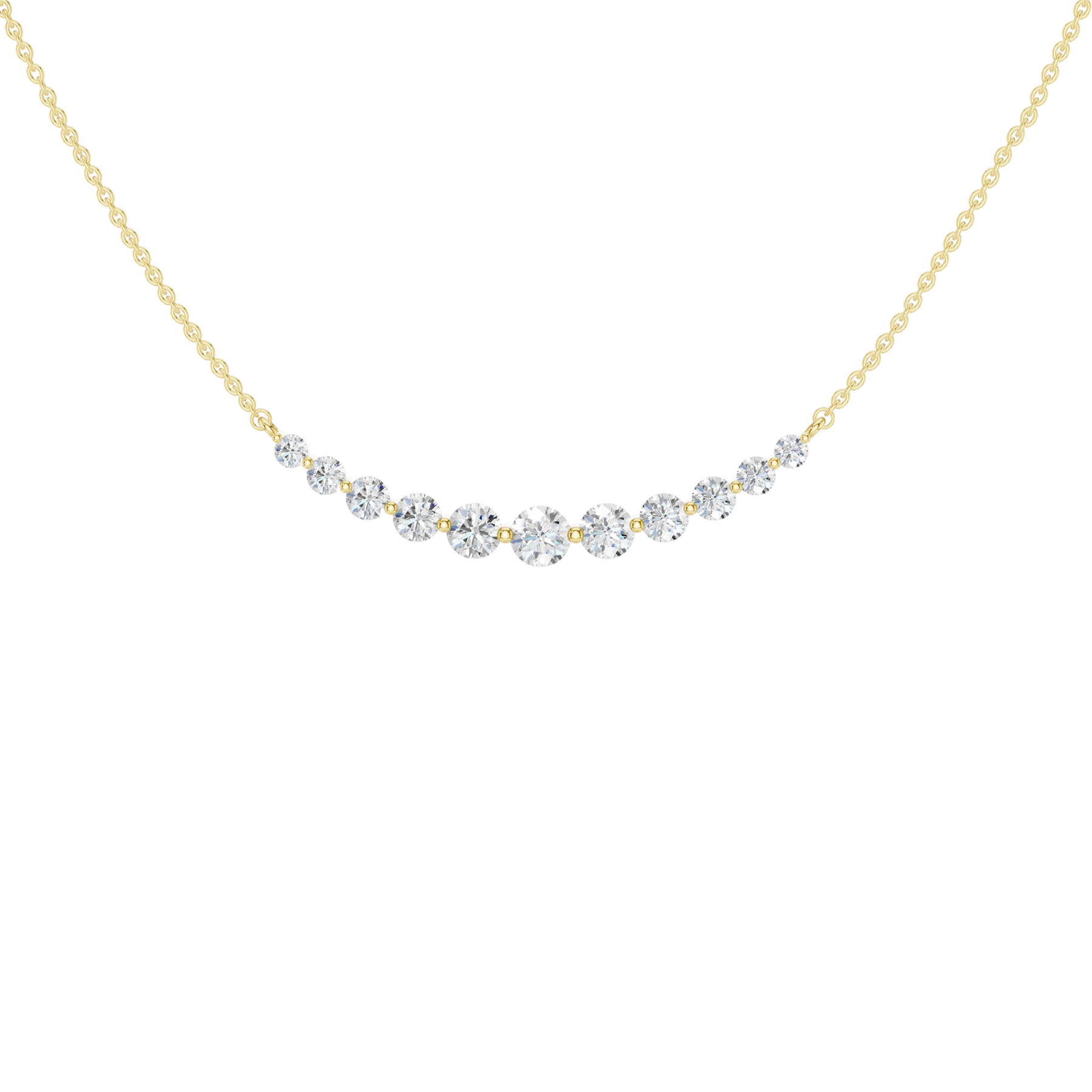 Revelation 14K Yellow Gold 1 CTW Lab Grown Diamond Smiley Graduated Necklace