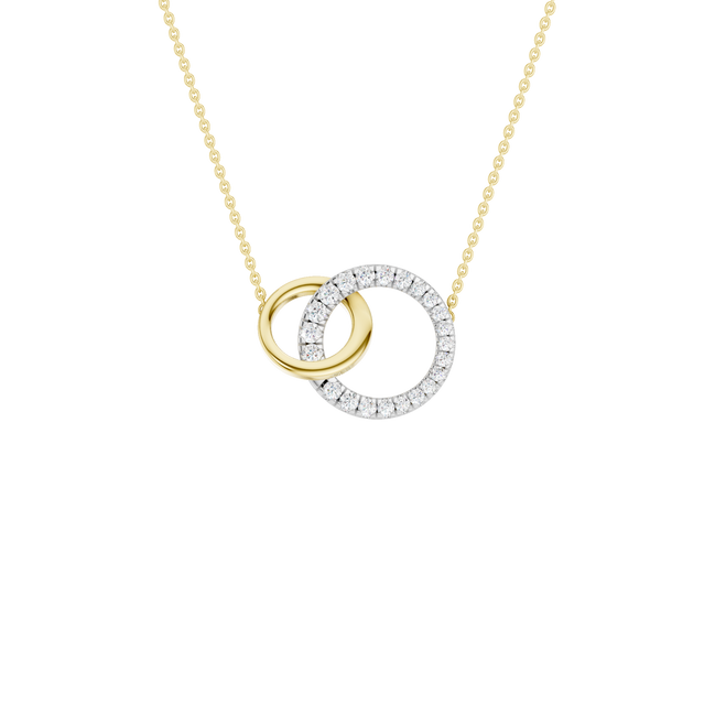 Revelatiion 14K White and Yellow Gold 0.62 CTW Interlink Circle Pendant Necklace