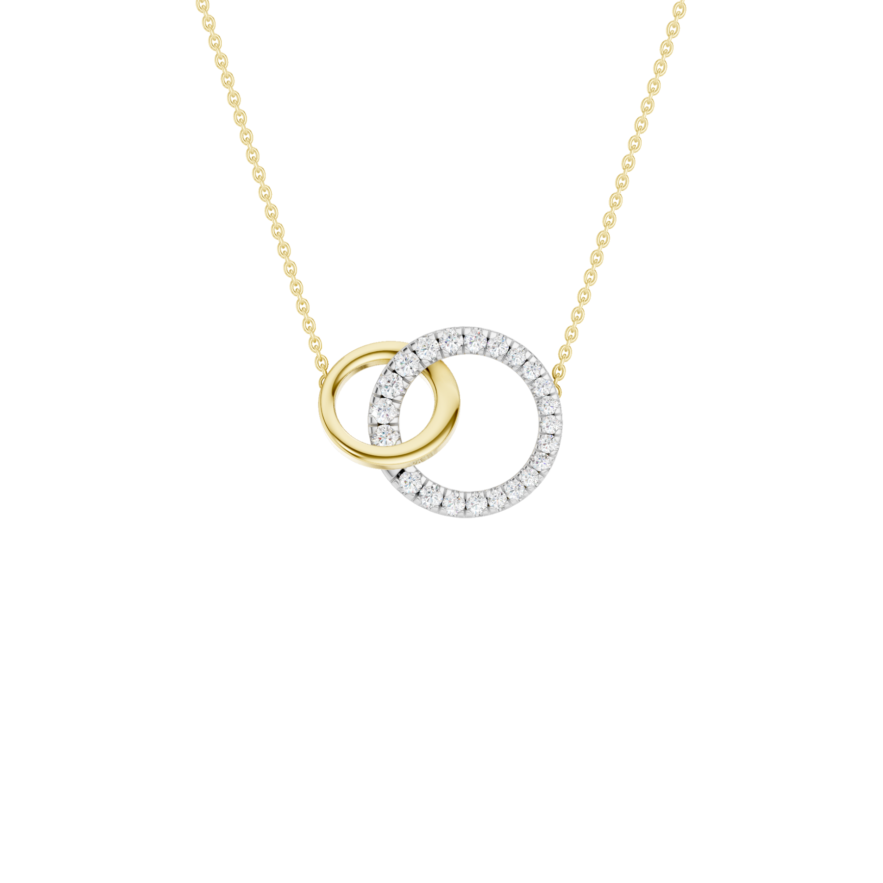 Revelatiion 14K White and Yellow Gold 0.62 CTW Interlink Circle Pendant Necklace