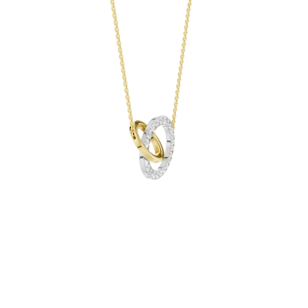 Revelatiion 14K White and Yellow Gold 0.62 CTW Interlink Circle Pendant Necklace