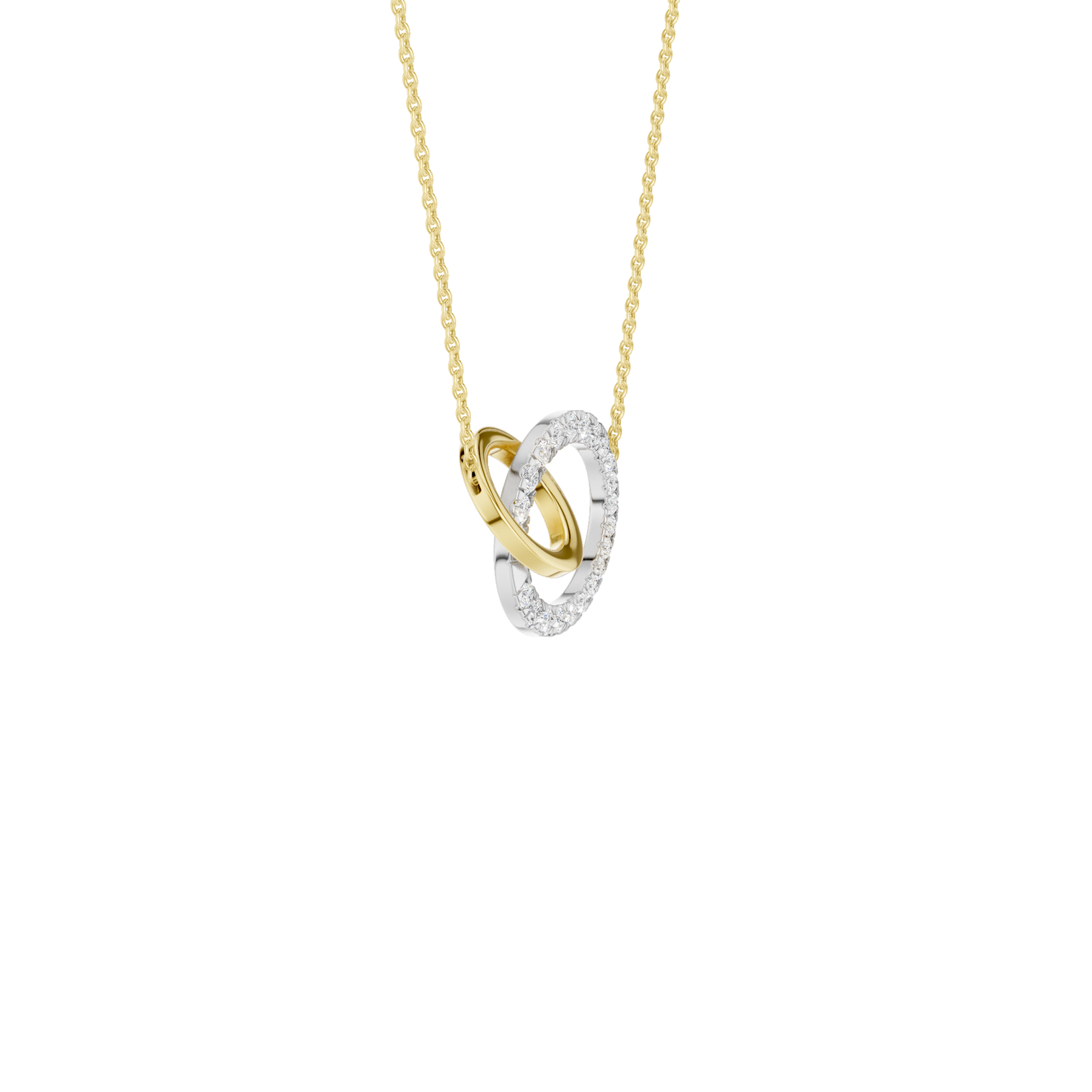 Revelatiion 14K White and Yellow Gold 0.62 CTW Interlink Circle Pendant Necklace