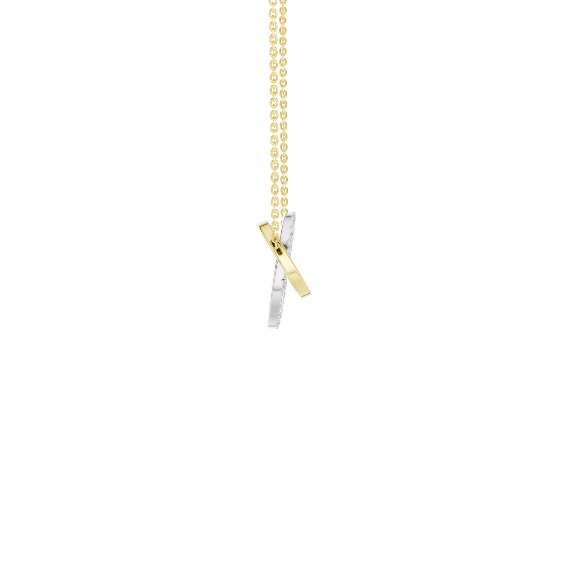 Revelatiion 14K White and Yellow Gold 0.62 CTW Interlink Circle Pendant Necklace