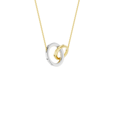 Revelatiion 14K White and Yellow Gold 0.62 CTW Interlink Circle Pendant Necklace