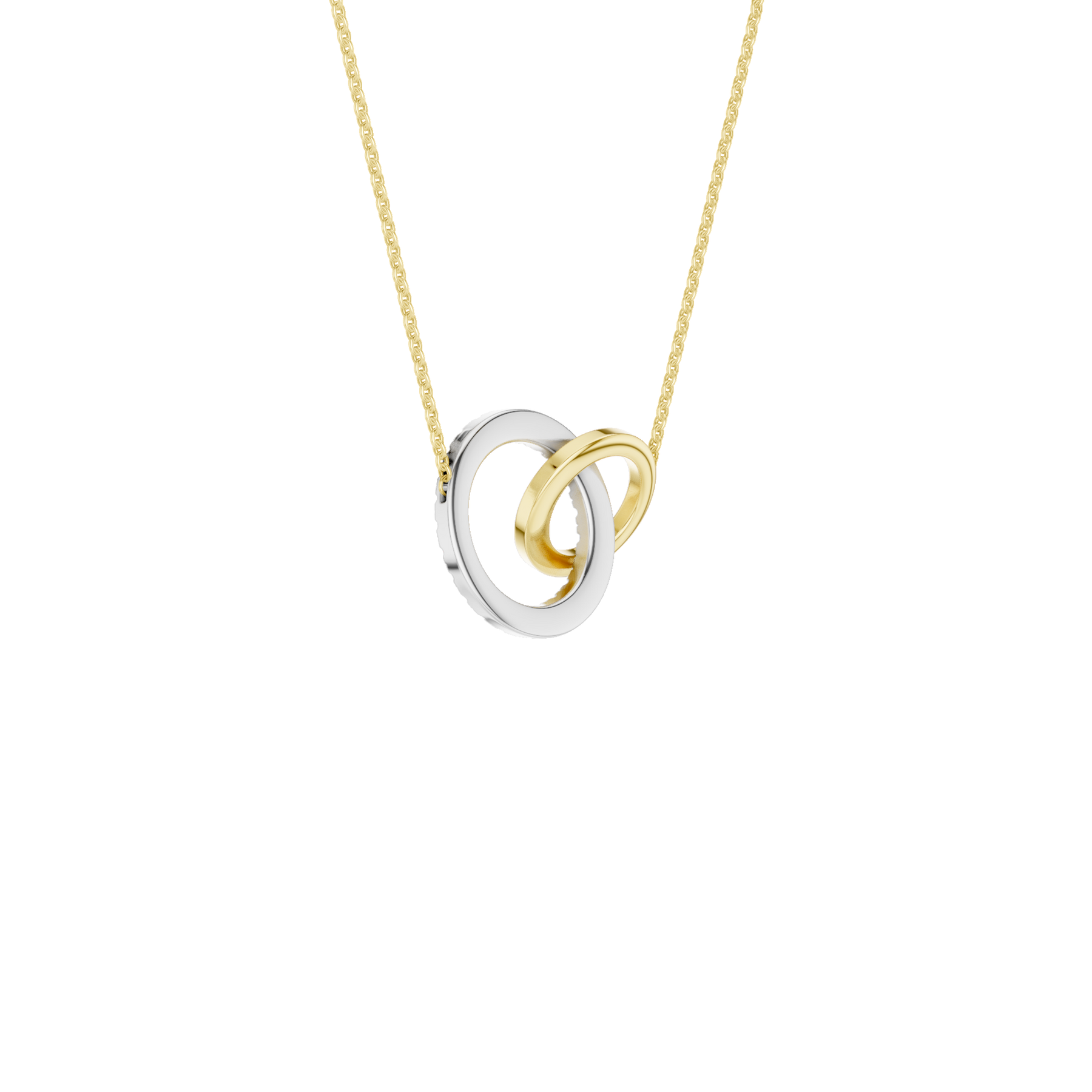 Revelatiion 14K White and Yellow Gold 0.62 CTW Interlink Circle Pendant Necklace