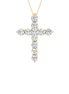Revelation 14K Yellow Gold 2 CTW Lab Grown 11-Stone Cross Pendant Necklace
