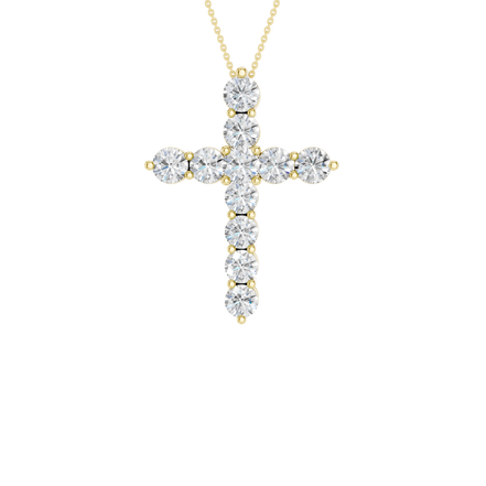 Revelation 14K Yellow Gold 2 CTW Lab Grown 11-Stone Cross Pendant Necklace
