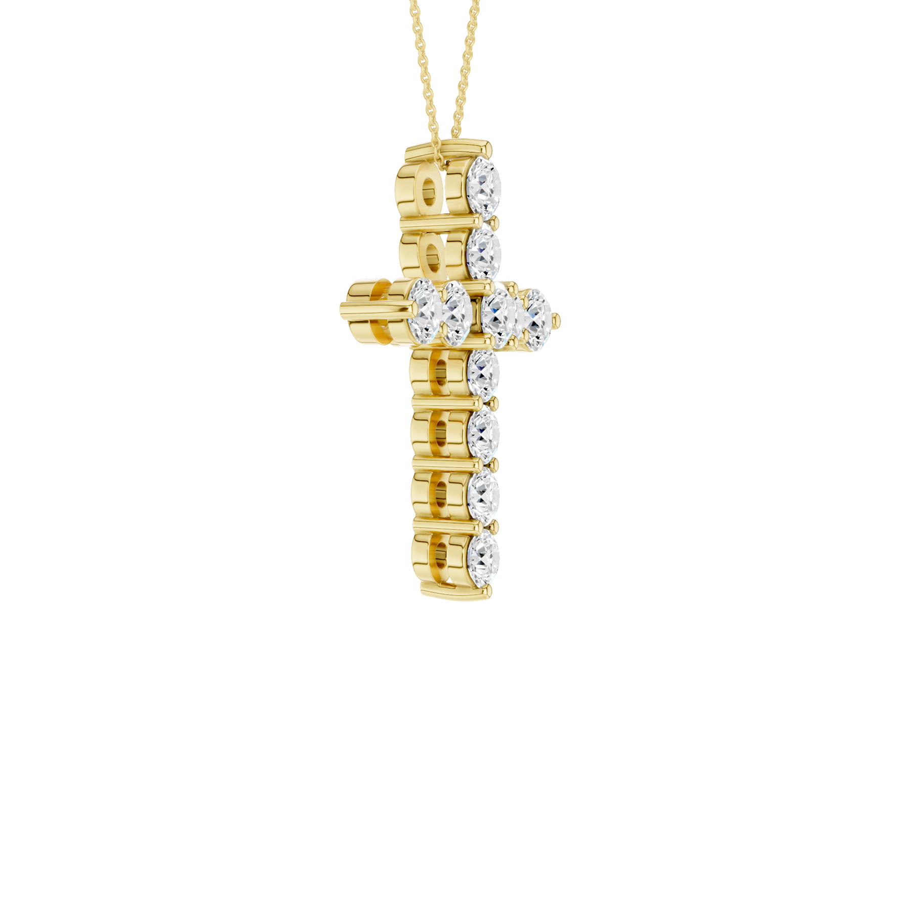 Revelation 14K Yellow Gold 2 CTW Lab Grown 11-Stone Cross Pendant Necklace