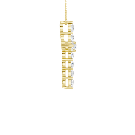 Revelation 14K Yellow Gold 2 CTW Lab Grown 11-Stone Cross Pendant Necklace