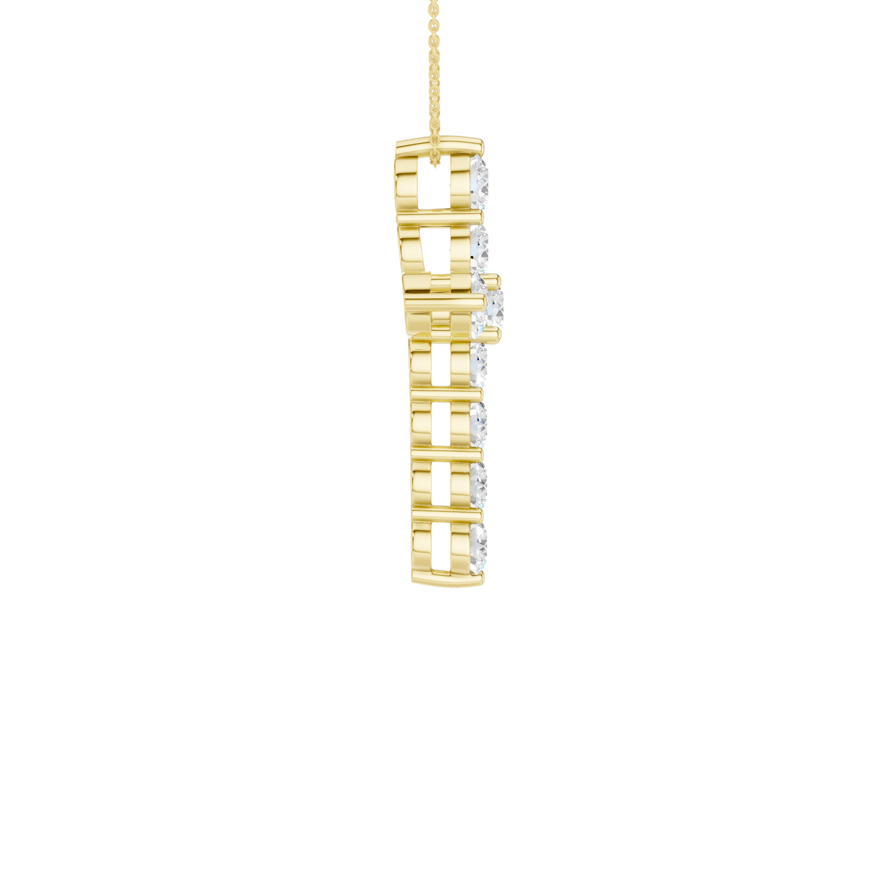 Revelation 14K Yellow Gold 2 CTW Lab Grown 11-Stone Cross Pendant Necklace