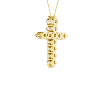 Revelation 14K Yellow Gold 2 CTW Lab Grown 11-Stone Cross Pendant Necklace