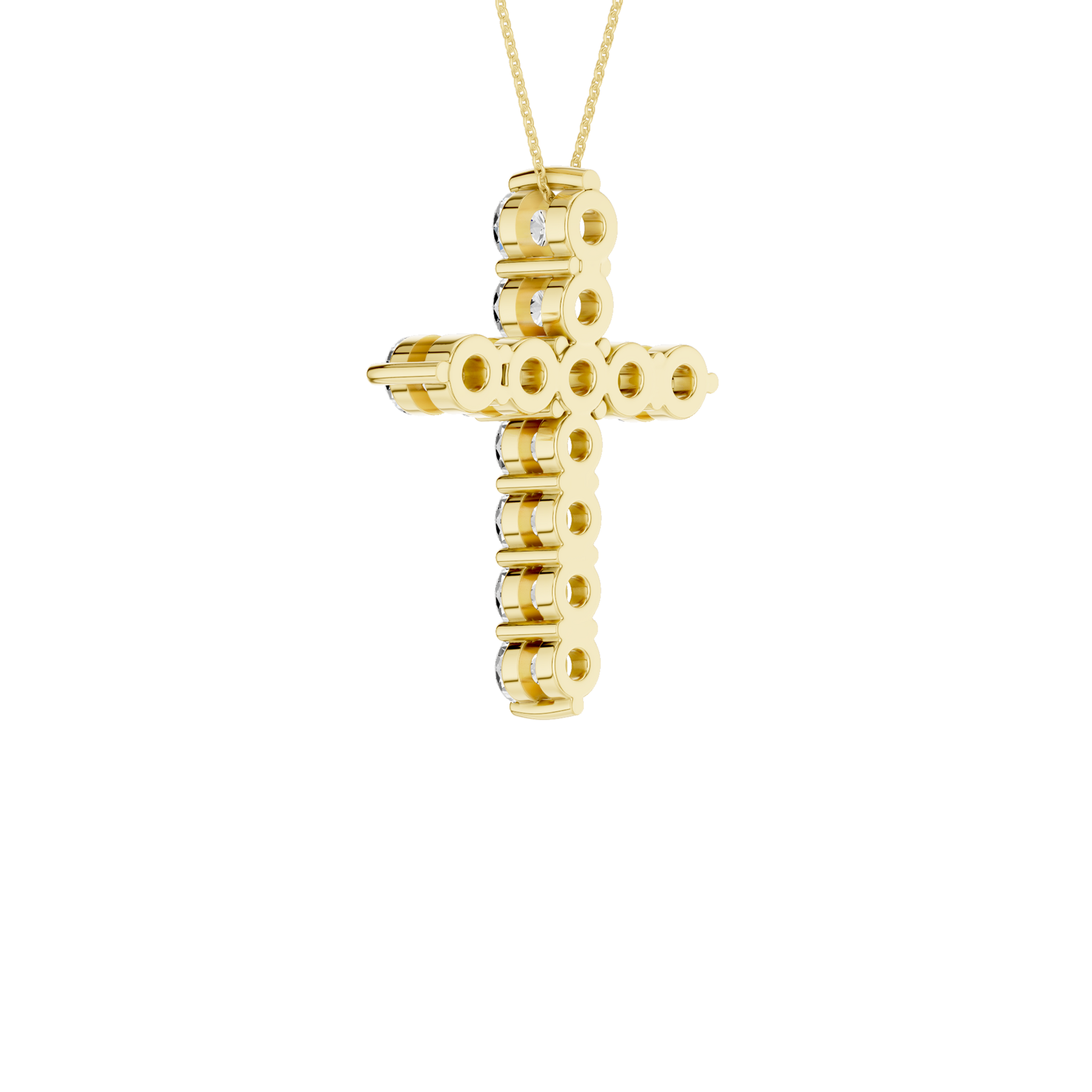 Revelation 14K Yellow Gold 2 CTW Lab Grown 11-Stone Cross Pendant Necklace