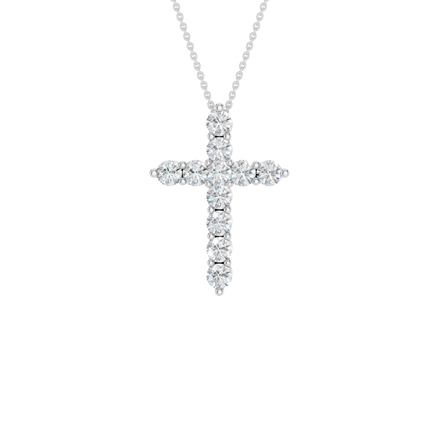 Revelation 14K White Gold 0.50 CTW Lab Grown Diamond 11-Stone Cross Pendant Necklace