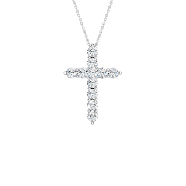 Revelation 14K White Gold 0.50 CTW Lab Grown Diamond 11-Stone Cross Pendant Necklace