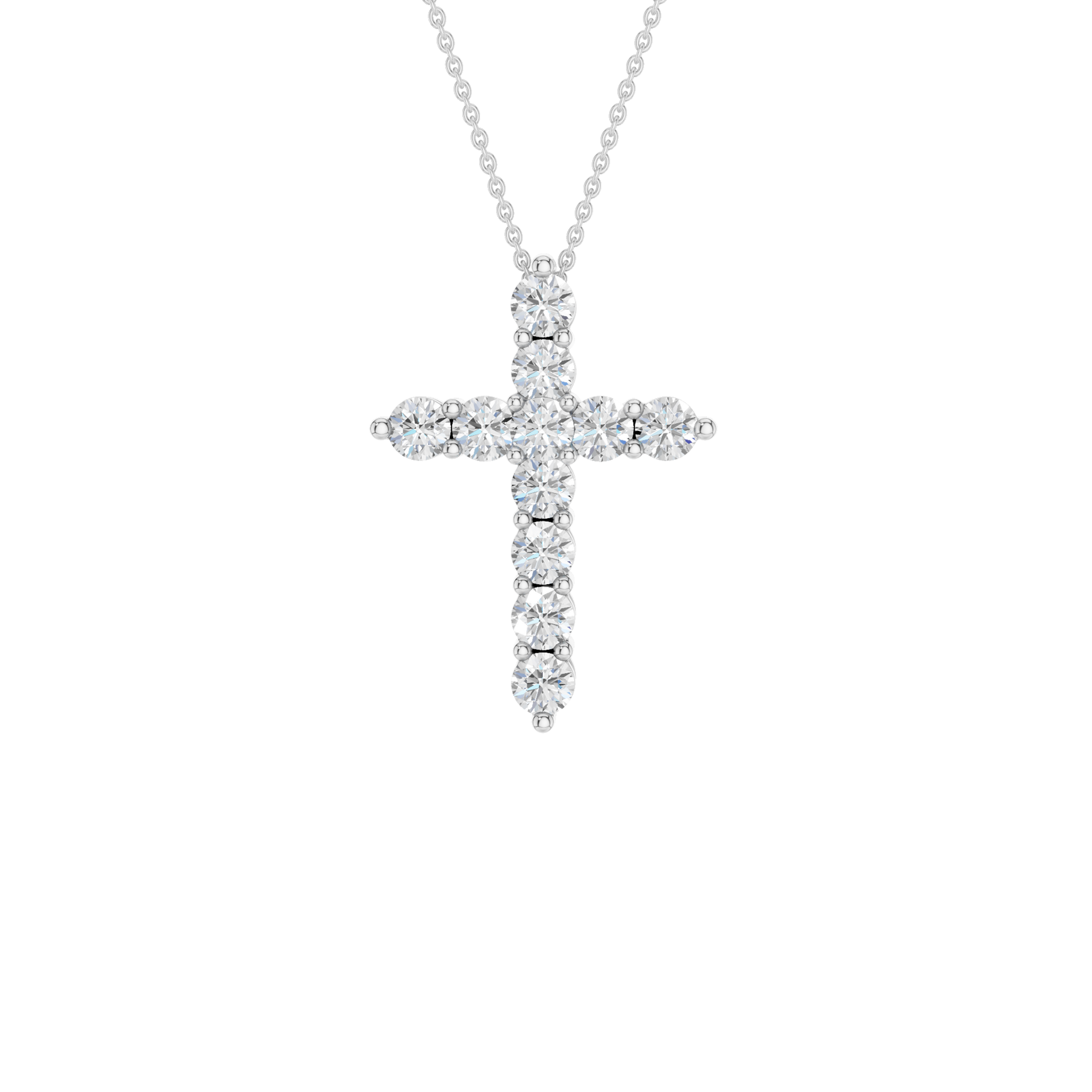 Revelation 14K White Gold 0.50 CTW Lab Grown Diamond 11-Stone Cross Pendant Necklace