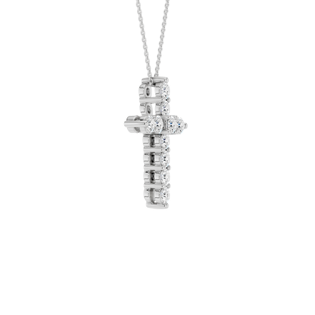 Revelation 14K White Gold 0.50 CTW Lab Grown Diamond 11-Stone Cross Pendant Necklace