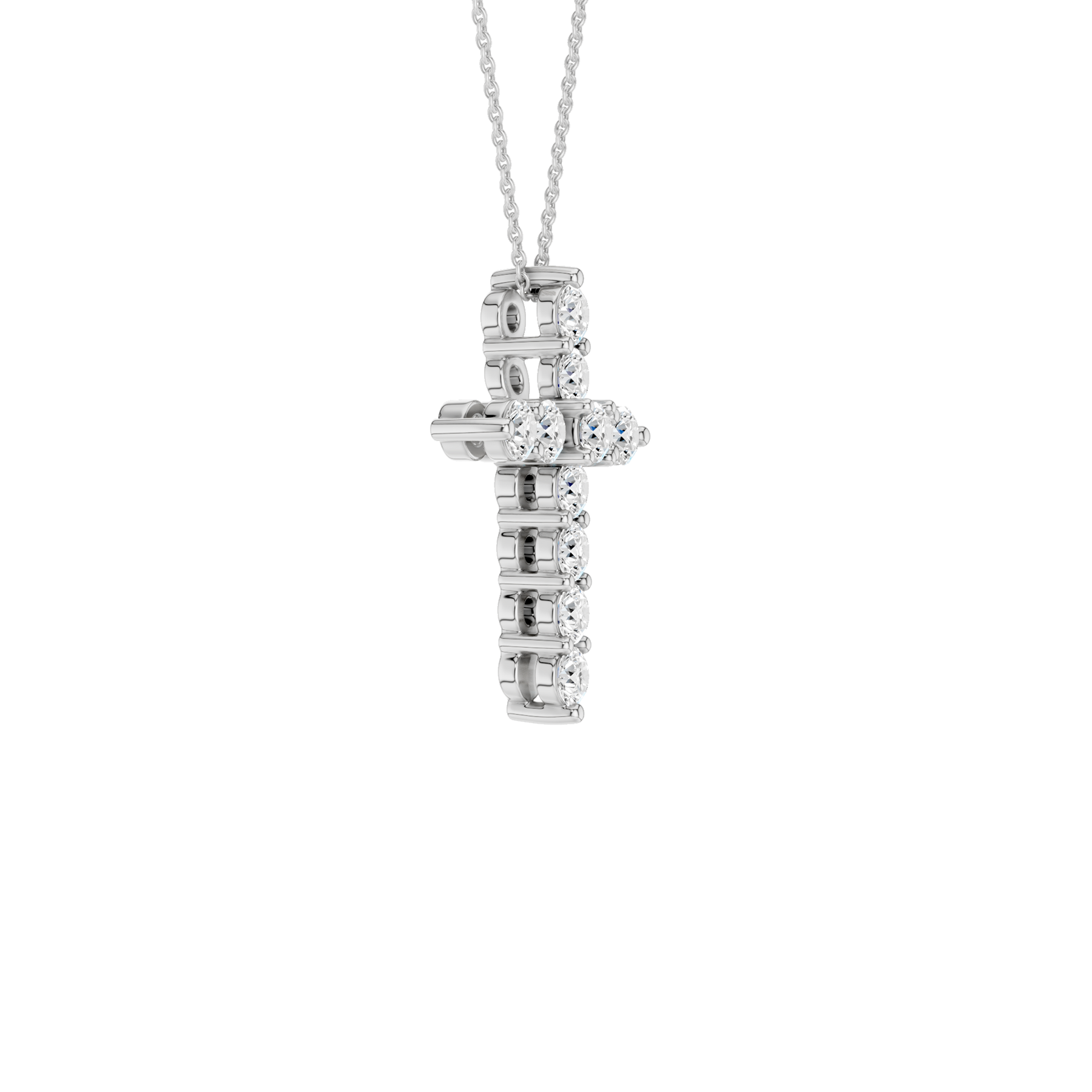 Revelation 14K White Gold 0.50 CTW Lab Grown Diamond 11-Stone Cross Pendant Necklace