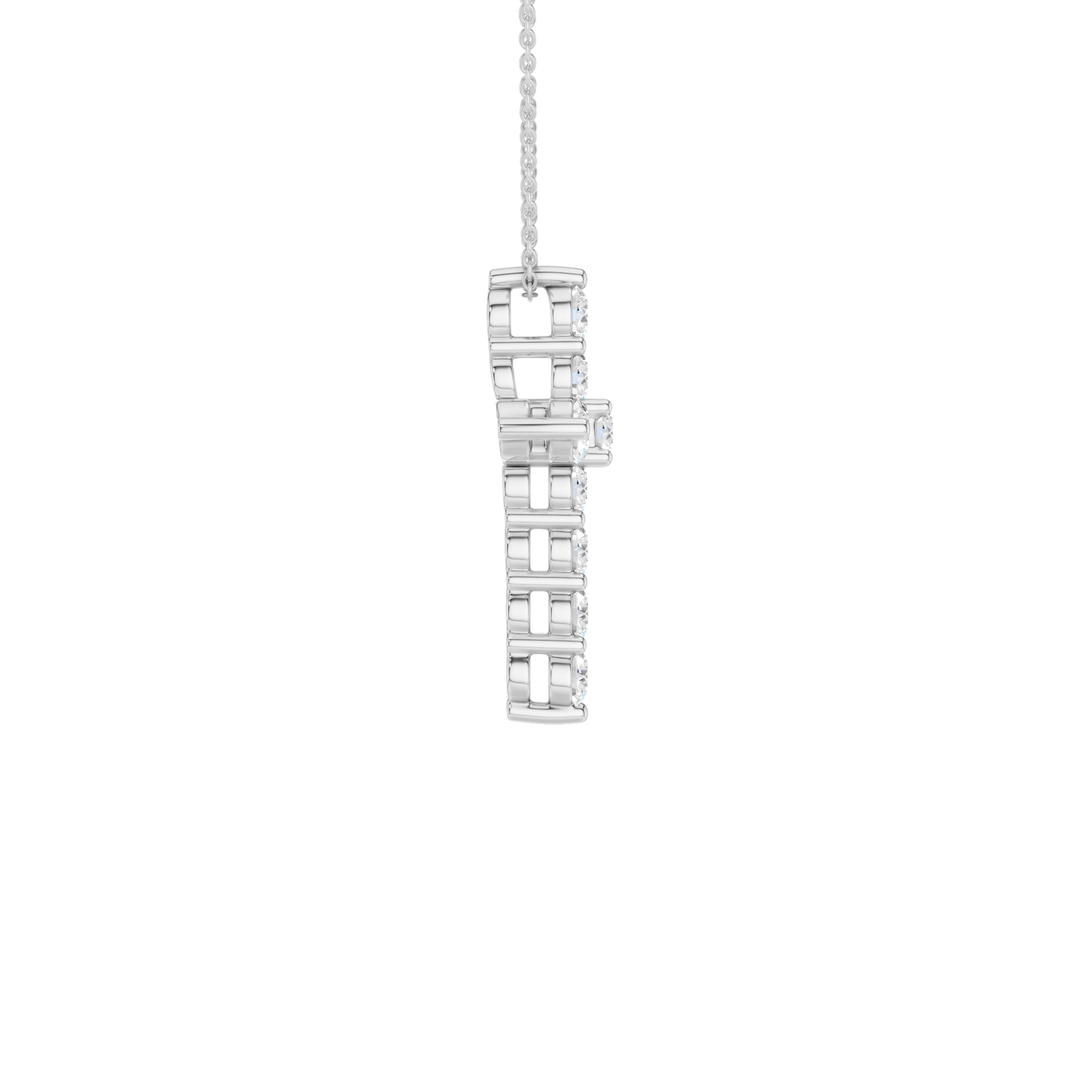 Revelation 14K White Gold 0.50 CTW Lab Grown Diamond 11-Stone Cross Pendant Necklace