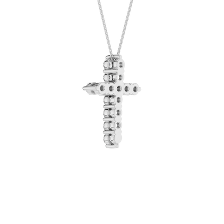 Revelation 14K White Gold 0.50 CTW Lab Grown Diamond 11-Stone Cross Pendant Necklace
