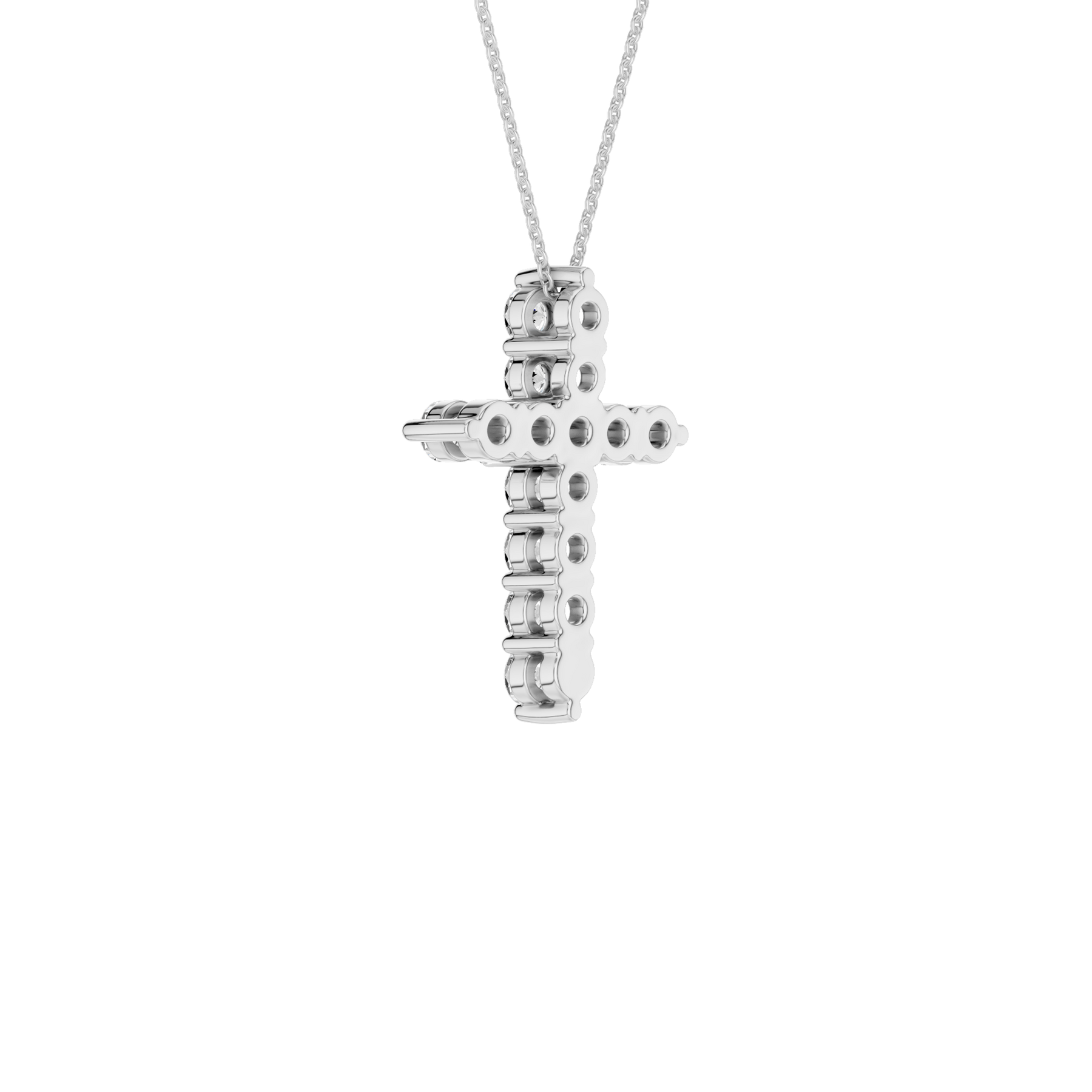Revelation 14K White Gold 0.50 CTW Lab Grown Diamond 11-Stone Cross Pendant Necklace
