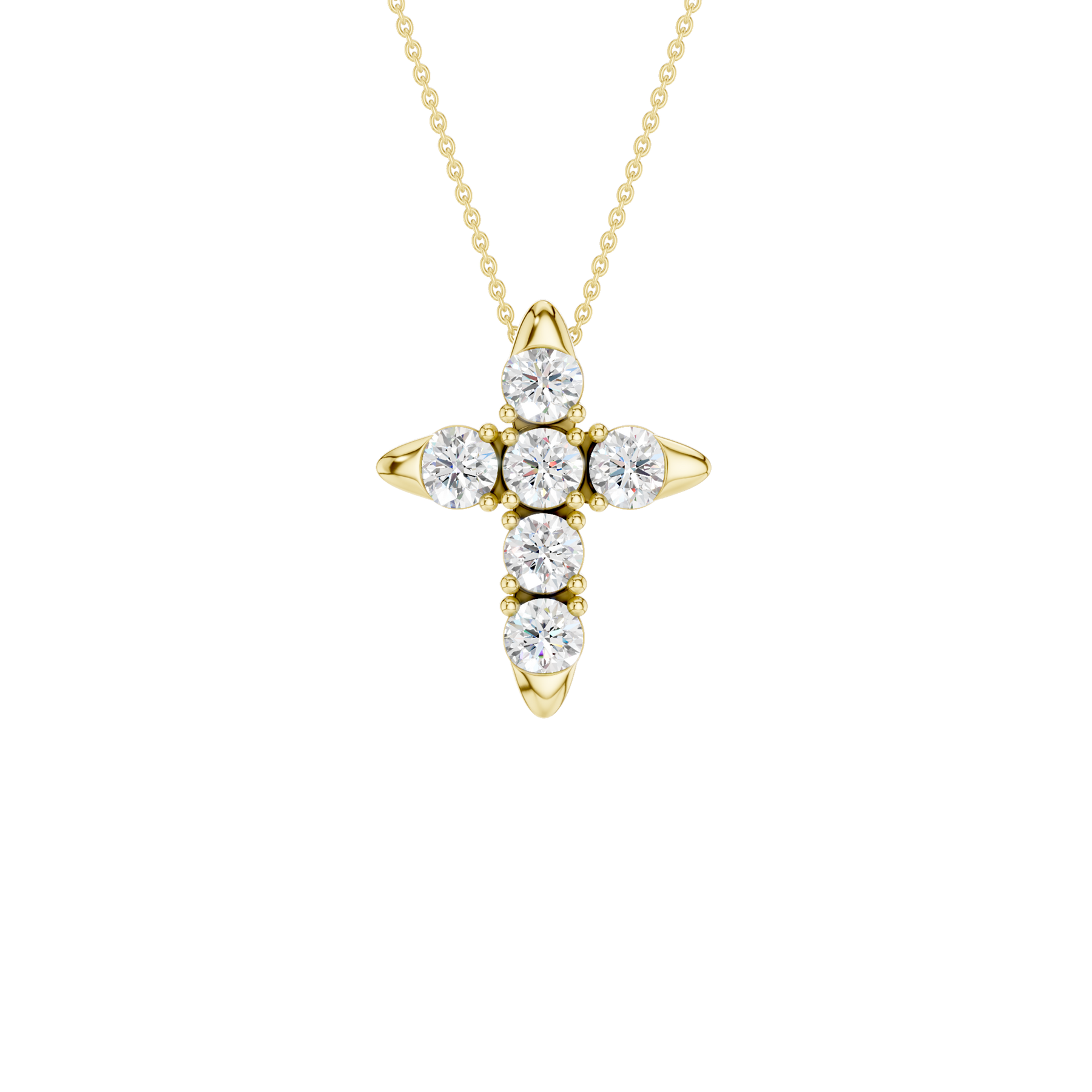Revelation 14K Yellow Gold 0.75 CTW Lab Grown Diamond 6-Stone Cross Pendant Necklace