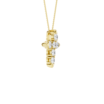Revelation 14K Yellow Gold 0.75 CTW Lab Grown Diamond 6-Stone Cross Pendant Necklace