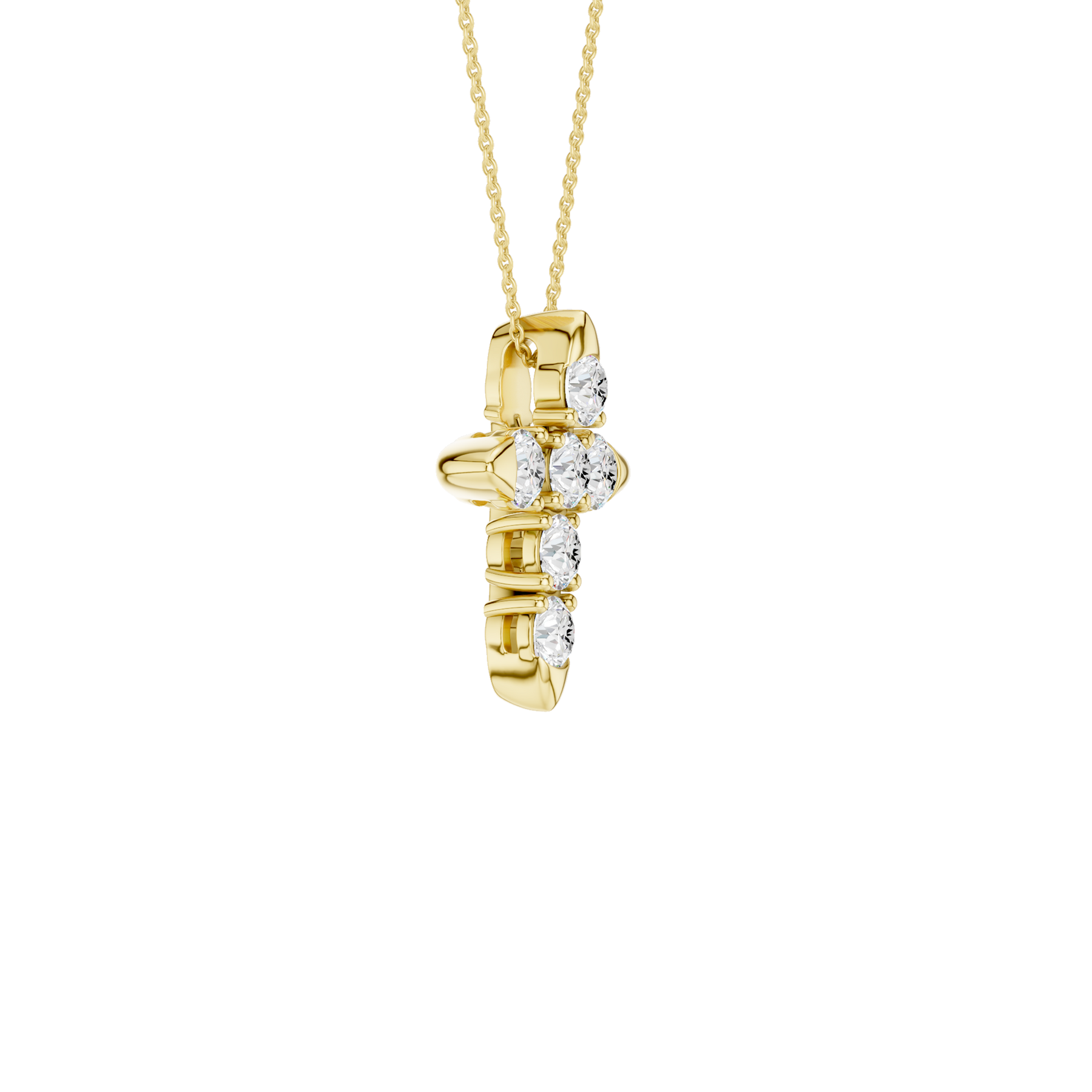 Revelation 14K Yellow Gold 0.75 CTW Lab Grown Diamond 6-Stone Cross Pendant Necklace