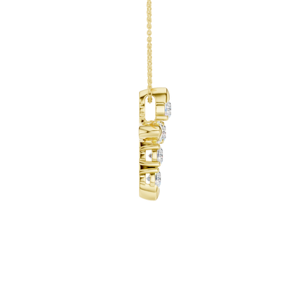 Revelation 14K Yellow Gold 0.75 CTW Lab Grown Diamond 6-Stone Cross Pendant Necklace