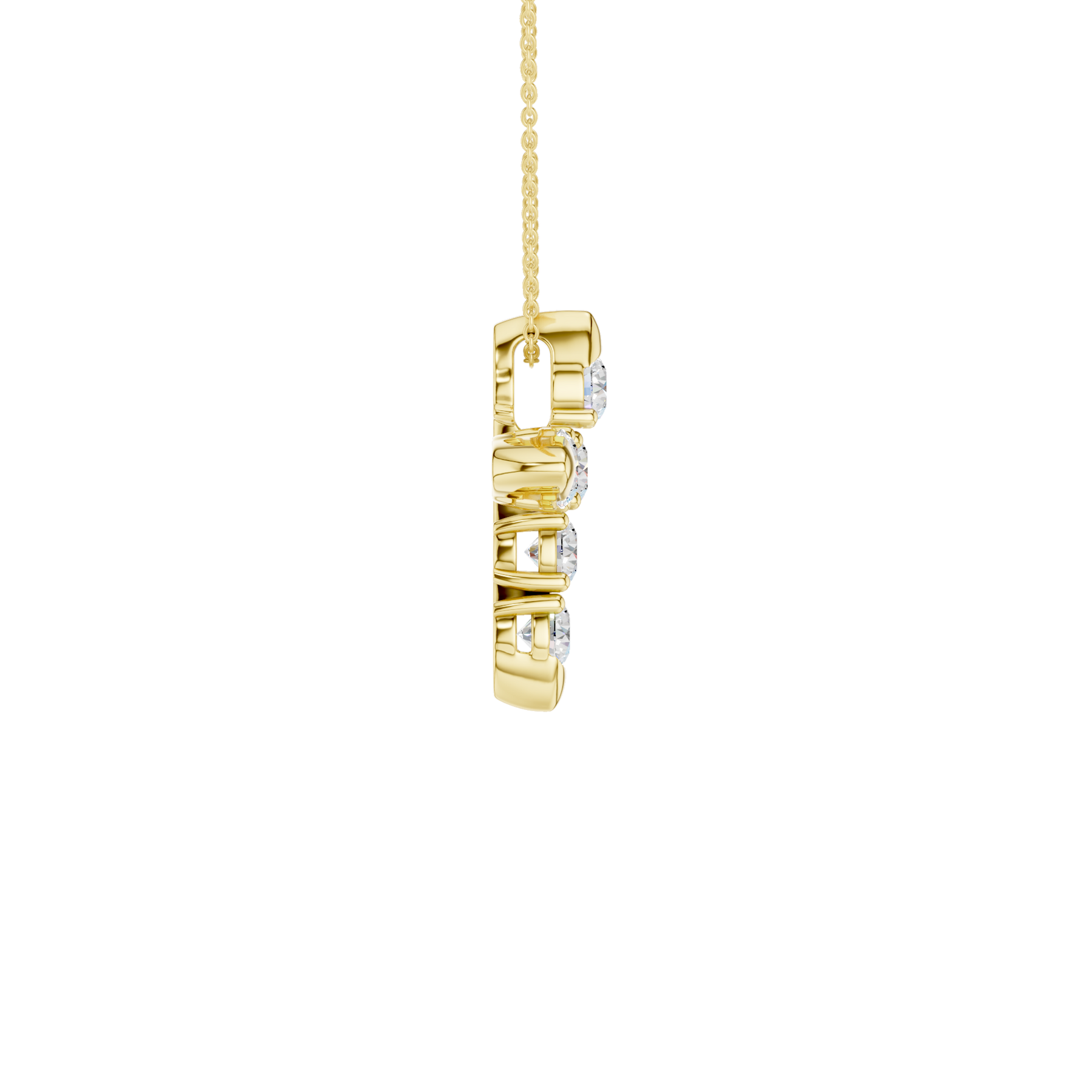 Revelation 14K Yellow Gold 0.75 CTW Lab Grown Diamond 6-Stone Cross Pendant Necklace