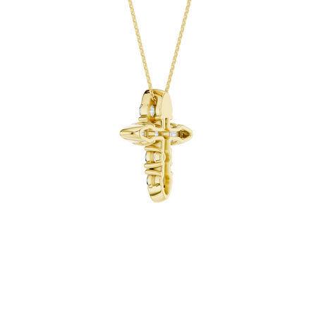 Revelation 14K Yellow Gold 0.75 CTW Lab Grown Diamond 6-Stone Cross Pendant Necklace