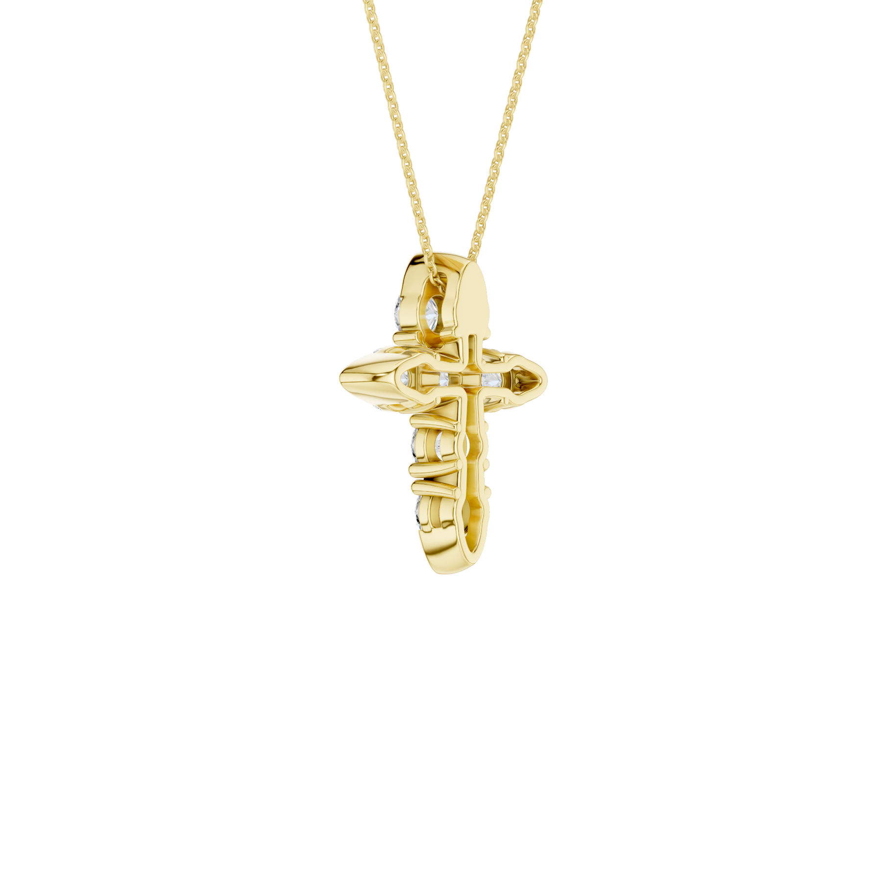 Revelation 14K Yellow Gold 0.75 CTW Lab Grown Diamond 6-Stone Cross Pendant Necklace