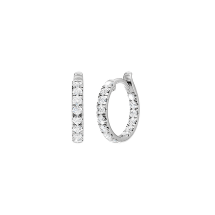 Revelation 14K White Gold 0.75 CTW Lab Grown Diamond Inside-Out Pave' Huggies Hoop Earrings